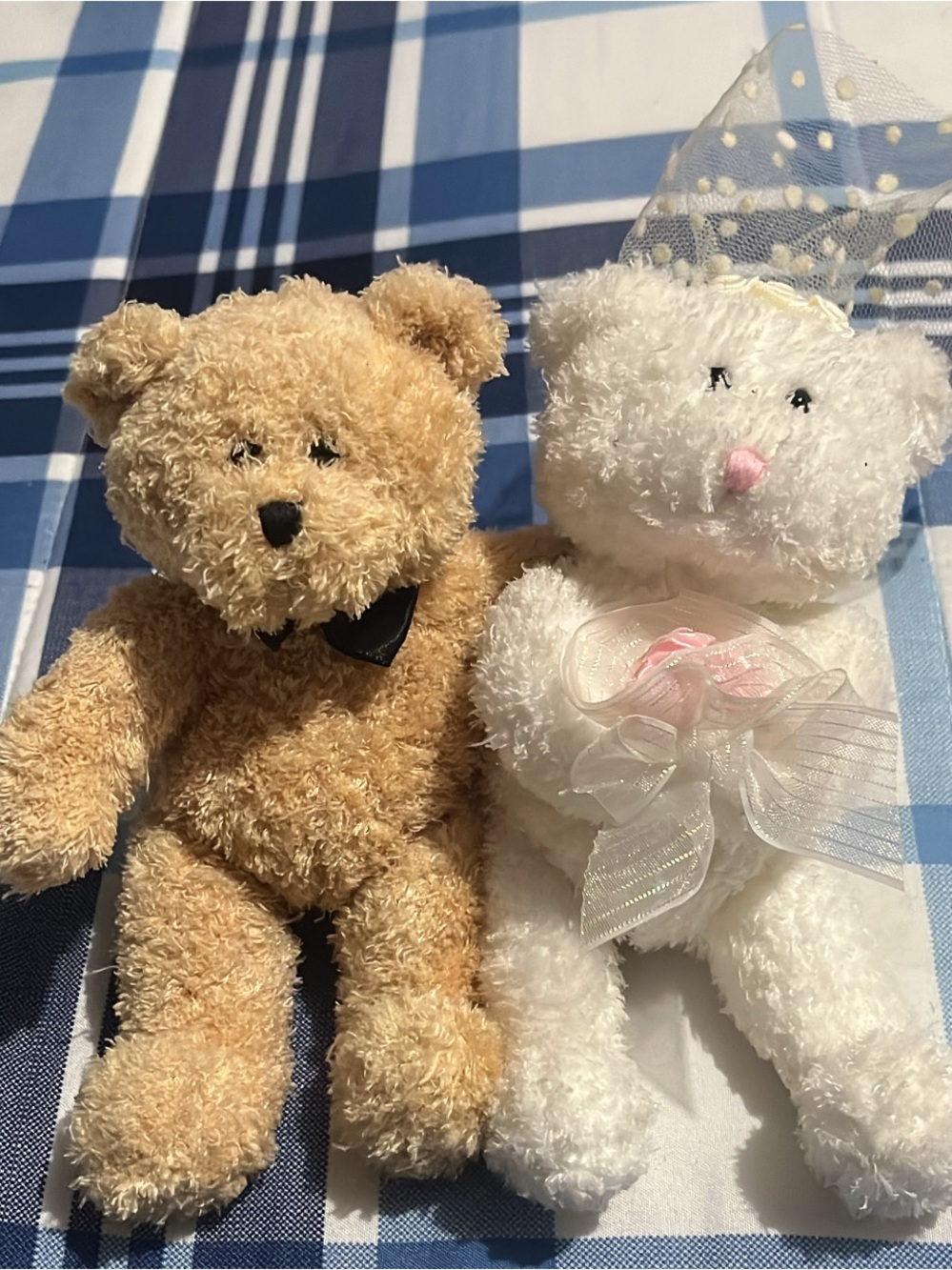 Wedding Bear Plush Toy - White and Tan Plush Couple